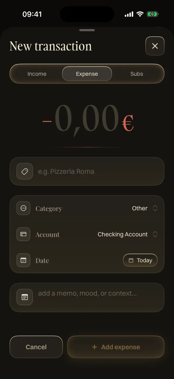 Finely New Transaction form